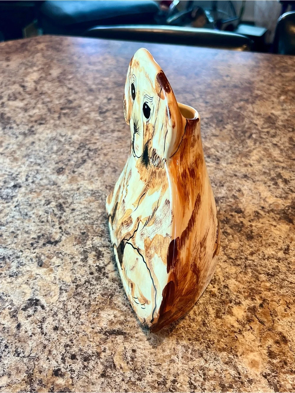 Handcrafted Dogs by Nina Brown & Cream Puppy Vase- Pets Dog Decor